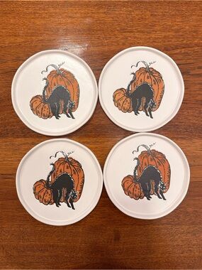 NEW Threshold Halloween Stoneware Appetizer Plate, Set of 4